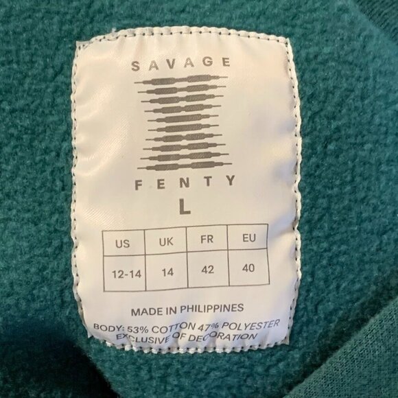 Savage X Fenty Women's Cropped Relaxed Long Sleeve Hoodie Sweatpants Set Size L‎ - Picture 7 of 15